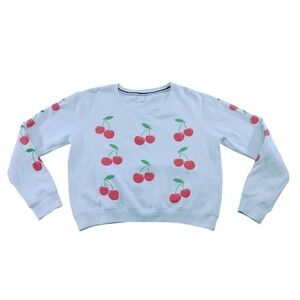Relaxx Women's Small Cherry Print Crew Neck Long Sleeve Pullover Sweatshirt